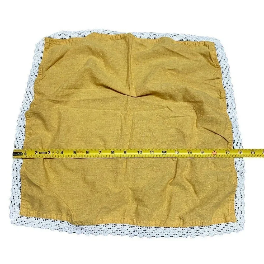 Pier 1 Imports Yellow Lace Trim  Chambray Mustard Seed Cloth Napkins Set Of 6